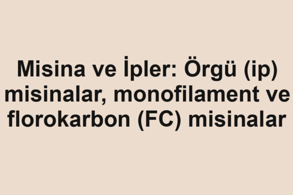 Misina ve İpler: Örgü (ip) misinalar, monofilament ve florokarbon (FC) misinalar