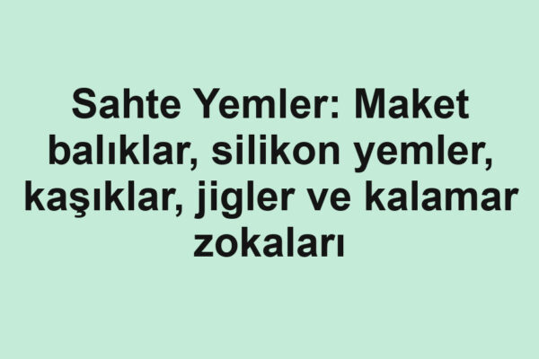 Sahte Yemler: Maket balıklar, silikon yemler, kaşıklar, jigler ve kalamar zokaları
